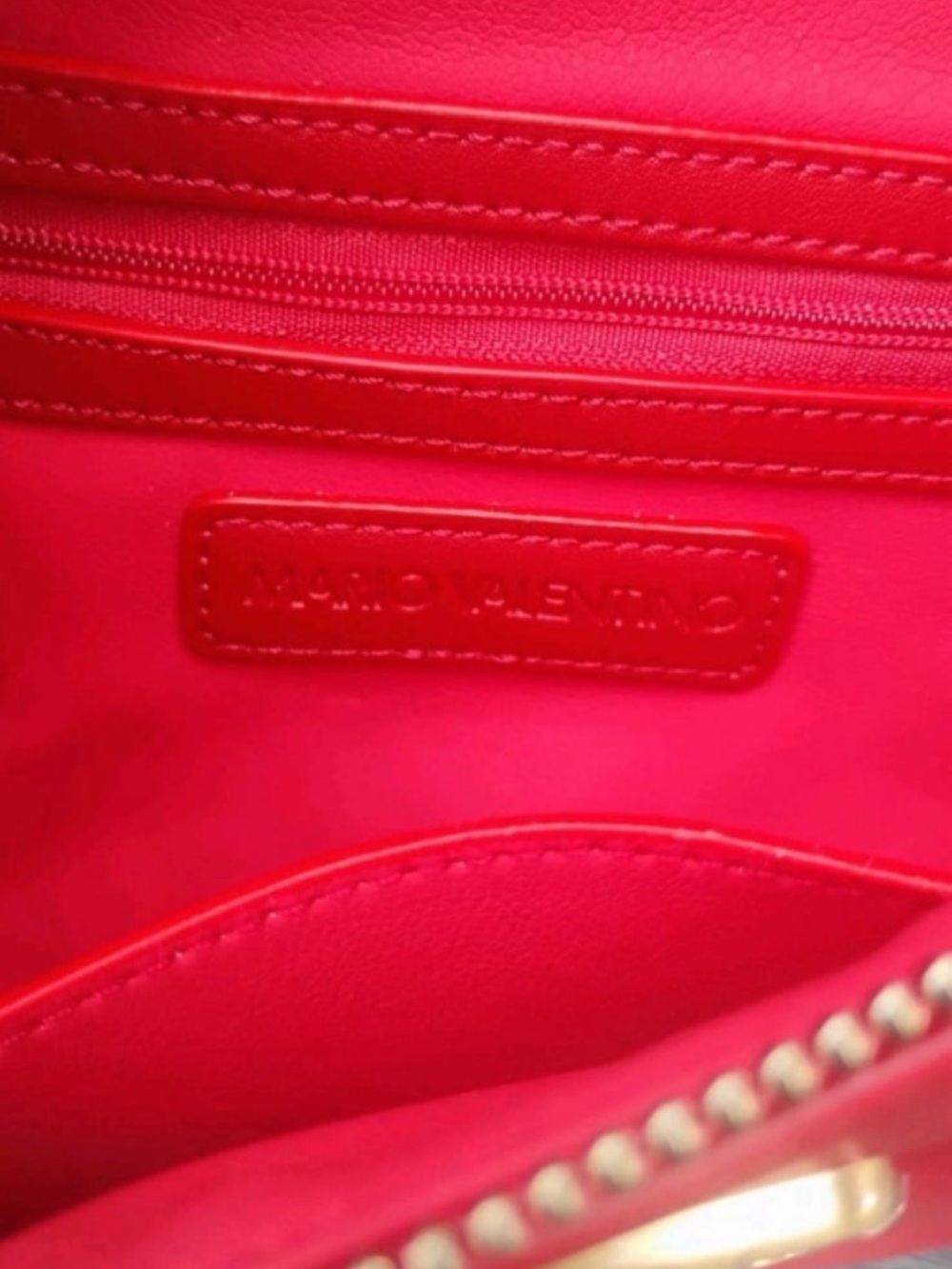 Mario Valentino Princesa Rosso Red Belt Bag Gold Accents - Picture 5 of 8